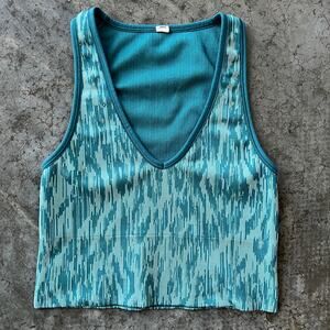 Athleta Aurora Seamless Crop Tank Teal Ribbed Women's XS